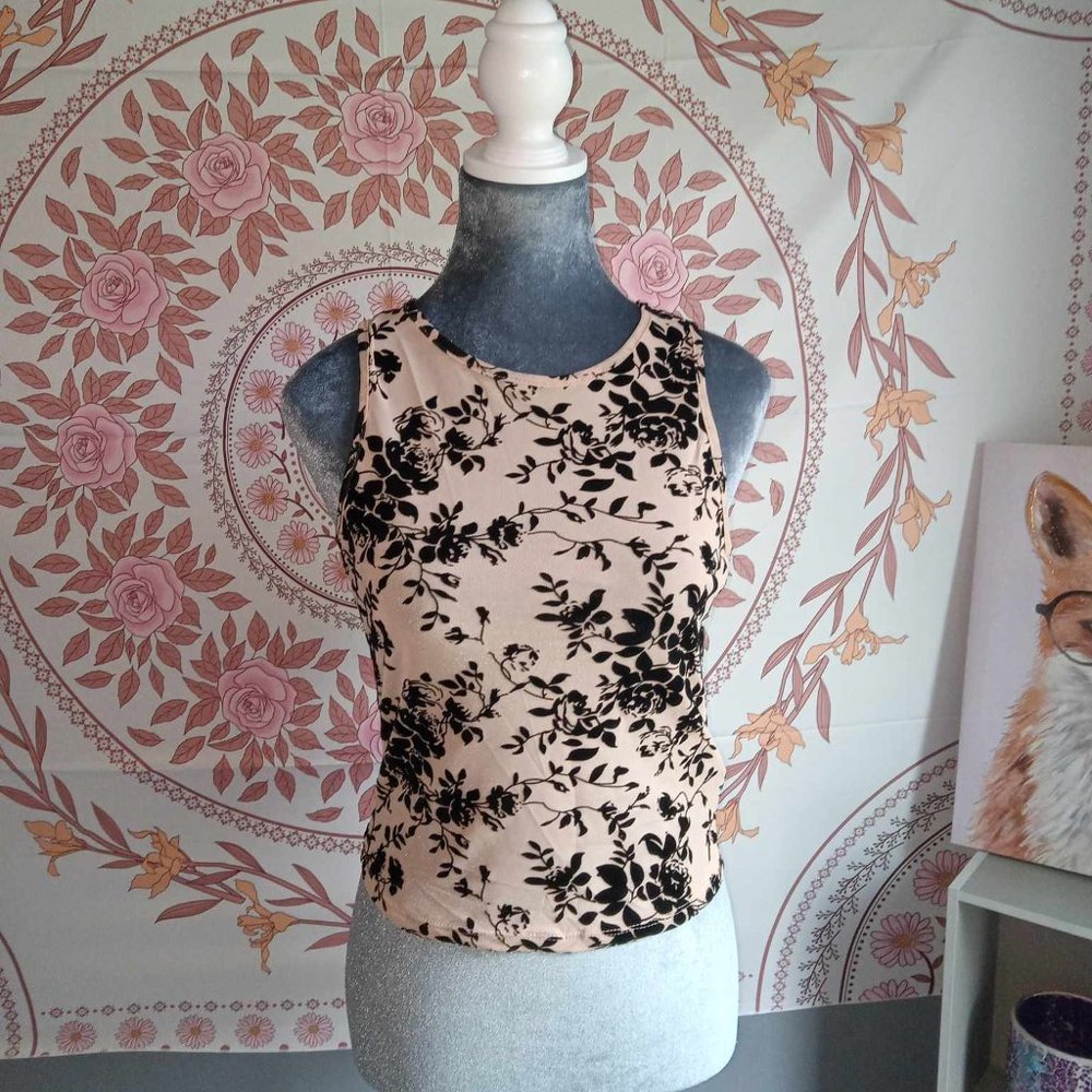 Floral Print Mesh Tank Top
